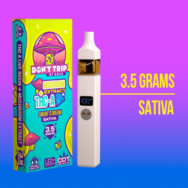 3.5g Dozo Don't Trip Mushroom Vape: Smurf's Dream (Sativa)